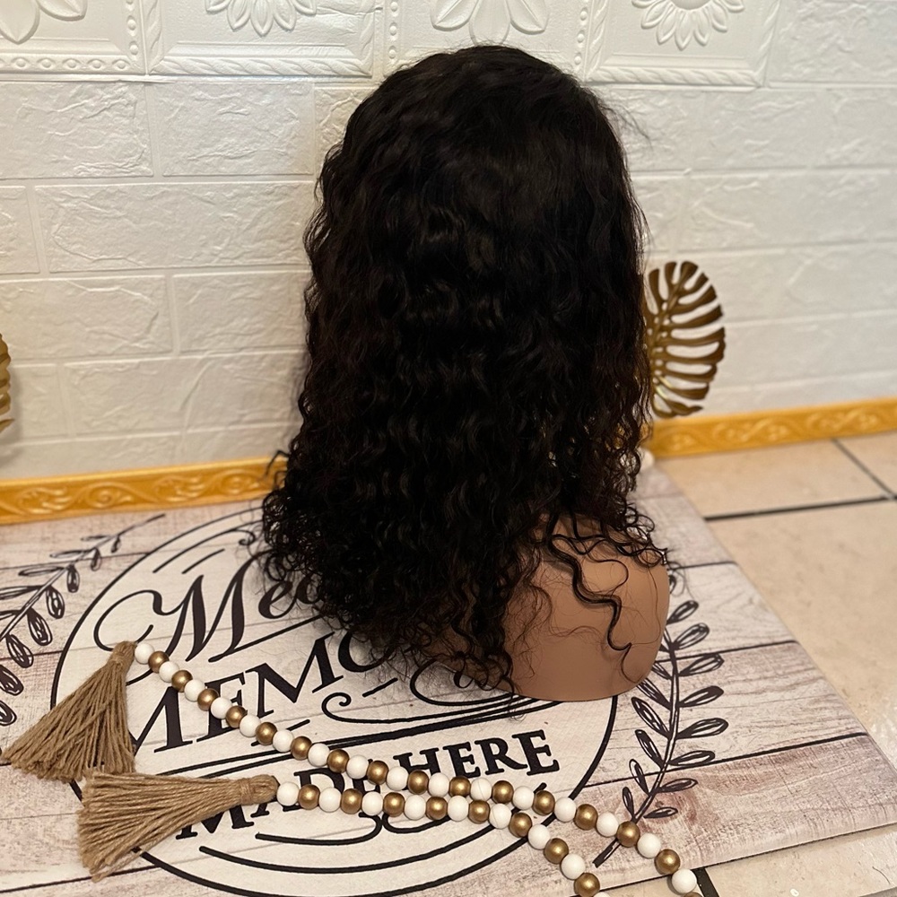 Water wave wig 13x4 lace front ,100% human hair wig ,natural color